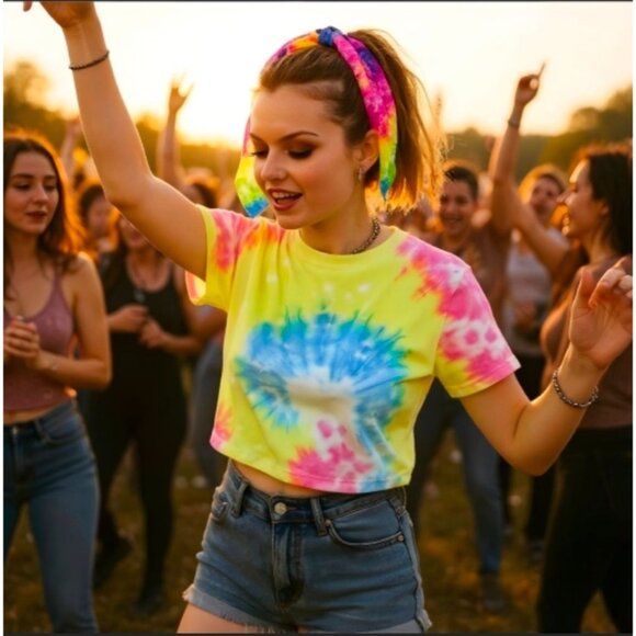 Ana Accessories ✦ Tie-Dye Hair Scrunchie ✦ Ribbon Scarf Ponytail Holder NWT - Picture 3 of 7